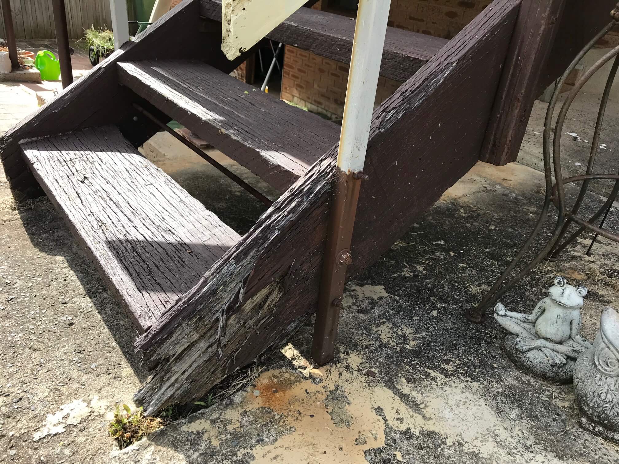 Rotted wooden staircase