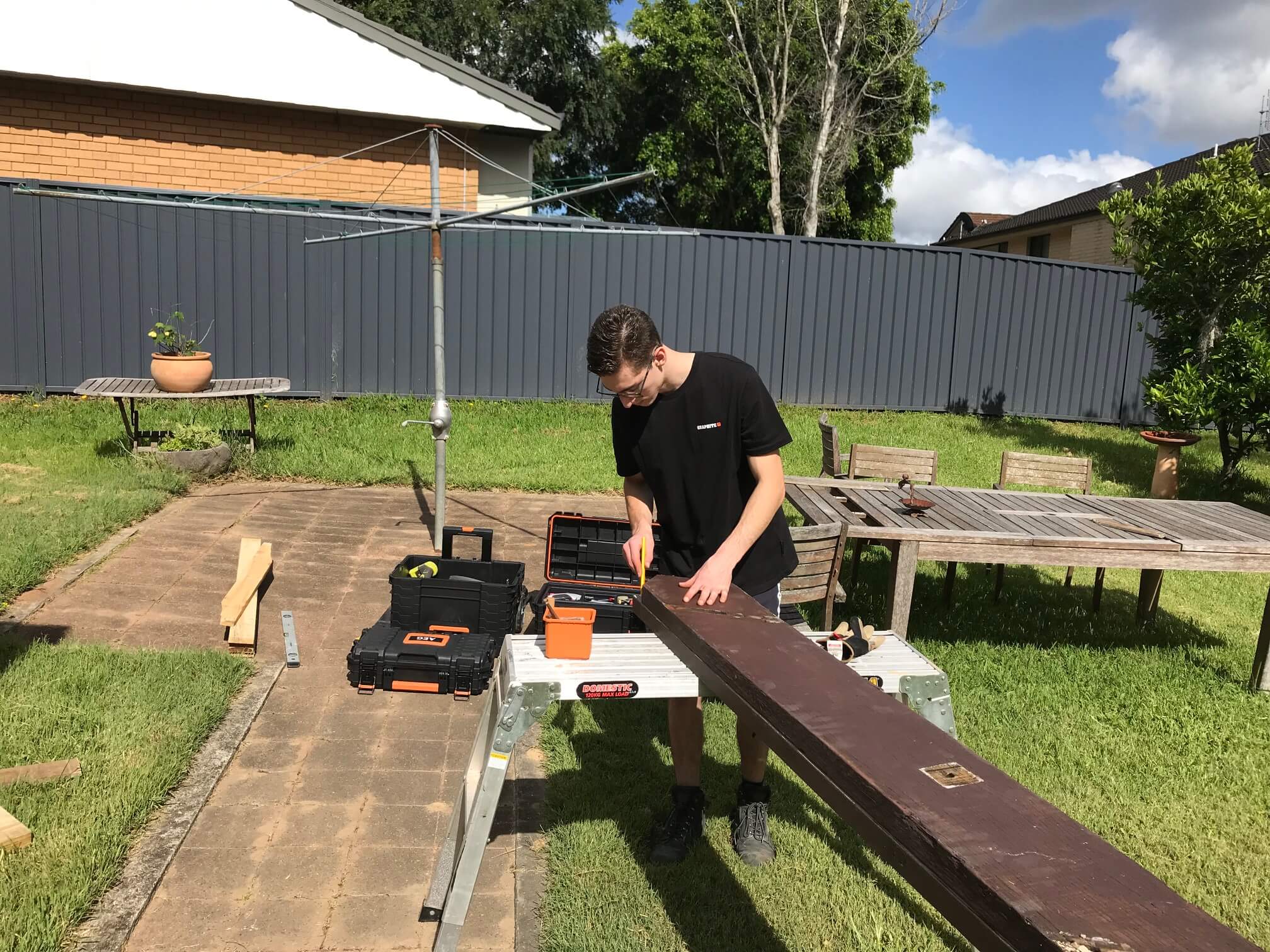 Measuring timber to cut