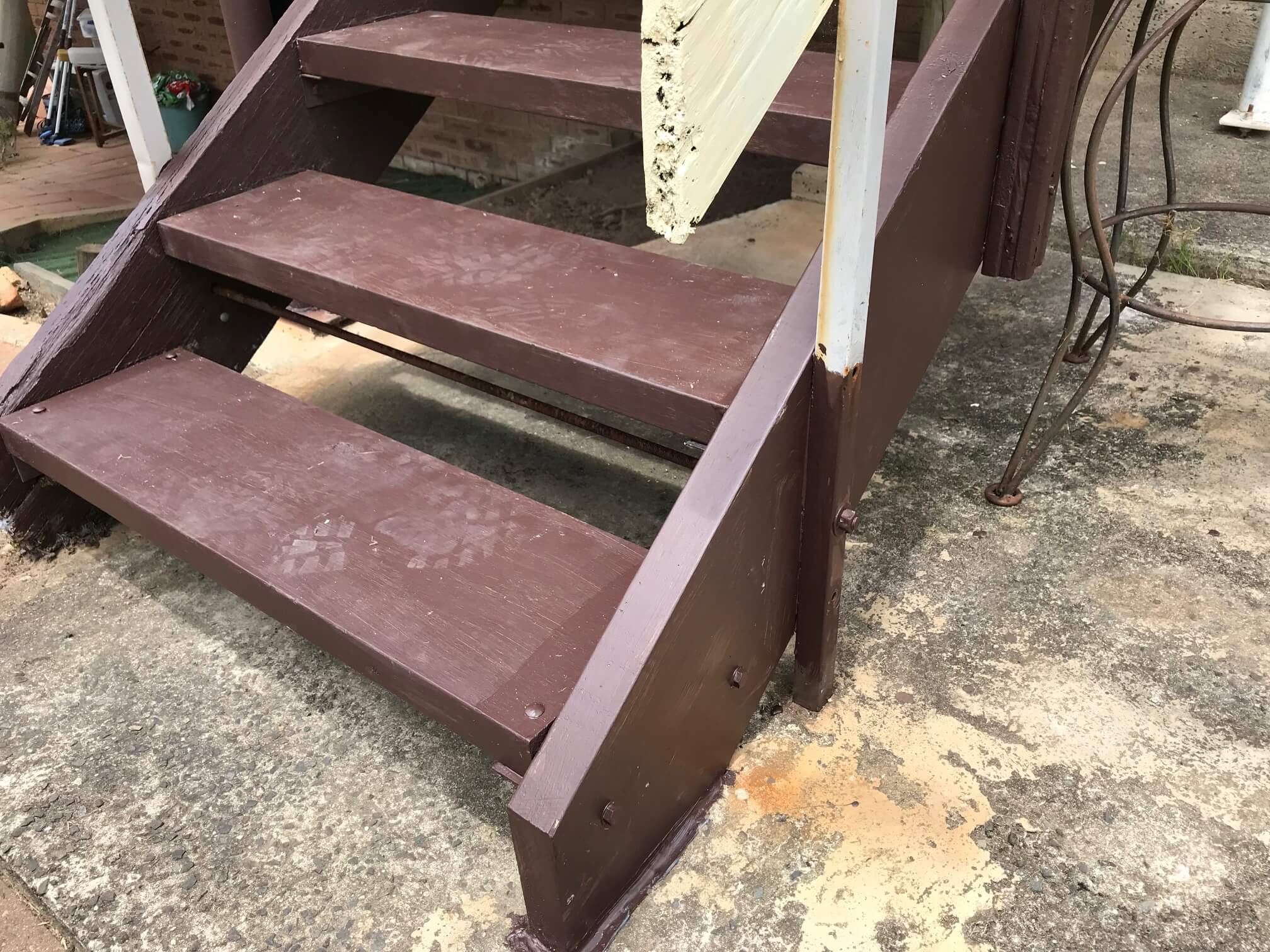 Repaired wooden staircase