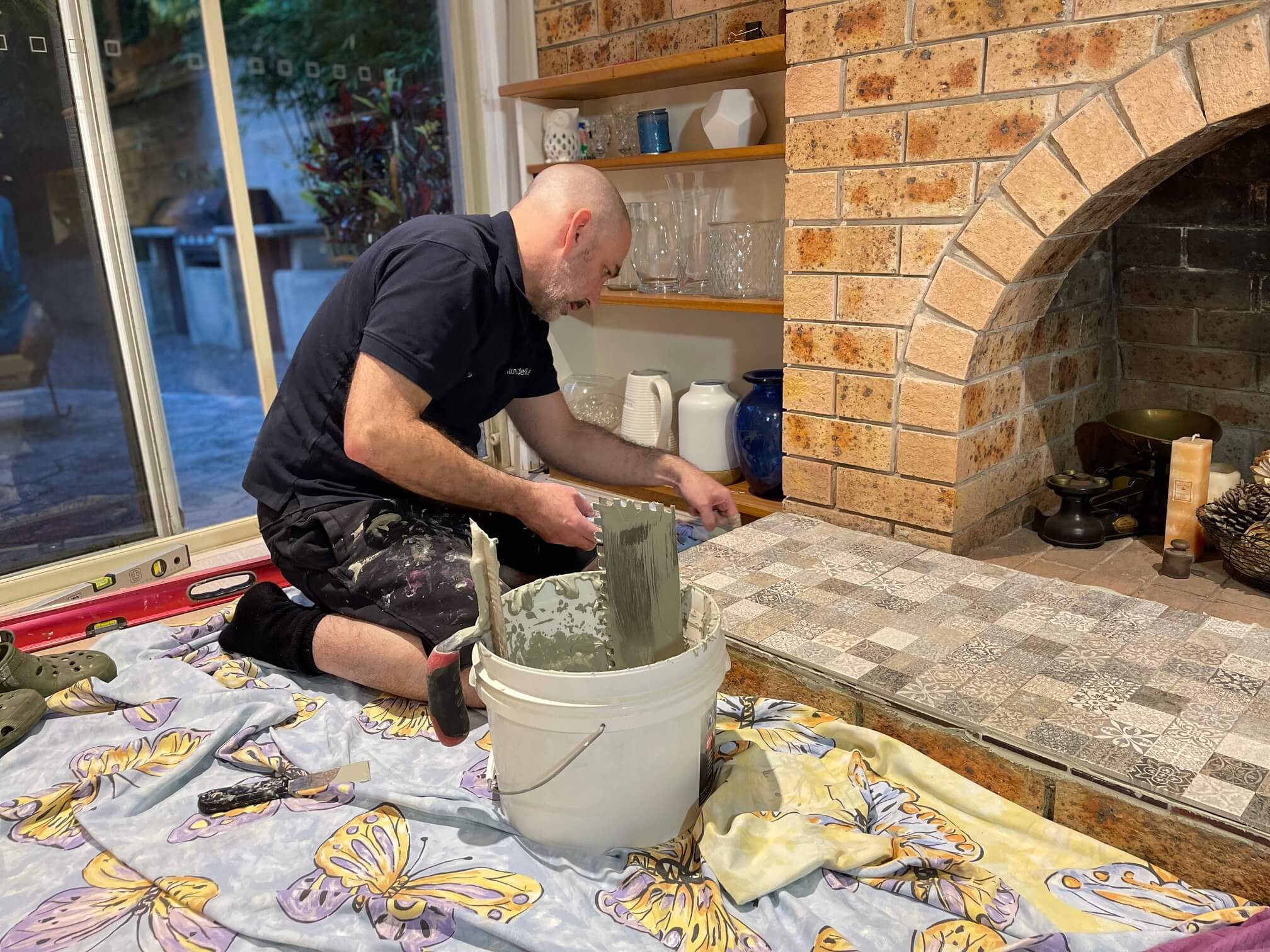 Rendering hearth of fireplace